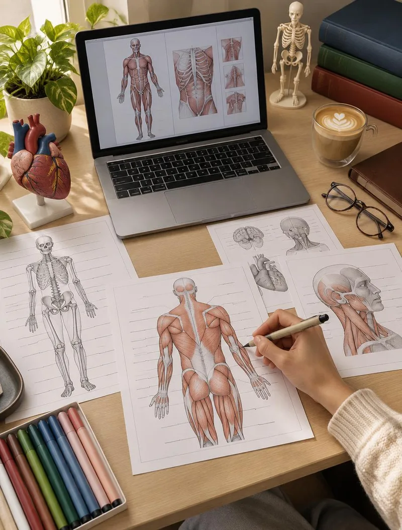 Estudiante repasando con láminas imprimibles y sus claves